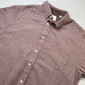 Billy Reid Gauze Cotton Textured Shirt Mens L Red Button Down Breathable Light